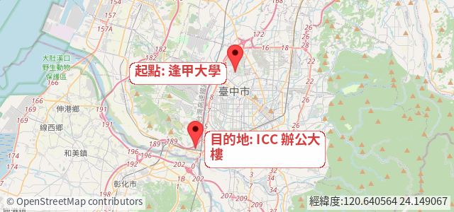 Two point OSM snapshot example